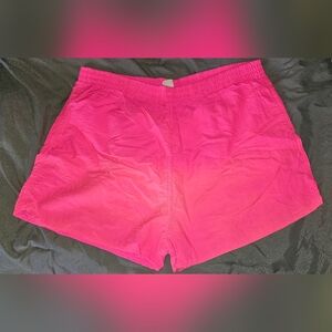 Vintage Hot Pink Nylon Running Shorts Made in USA | 80s 90s Retro Style | Size L